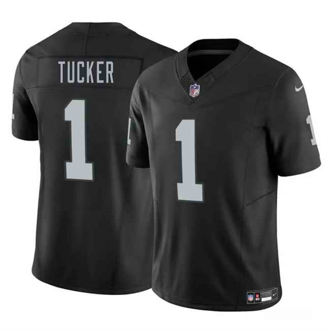 Men's Las Vegas Raiders #1 Tre Tucker Black 2025 F.U.S.E. Vapor Stitched Football Jersey
